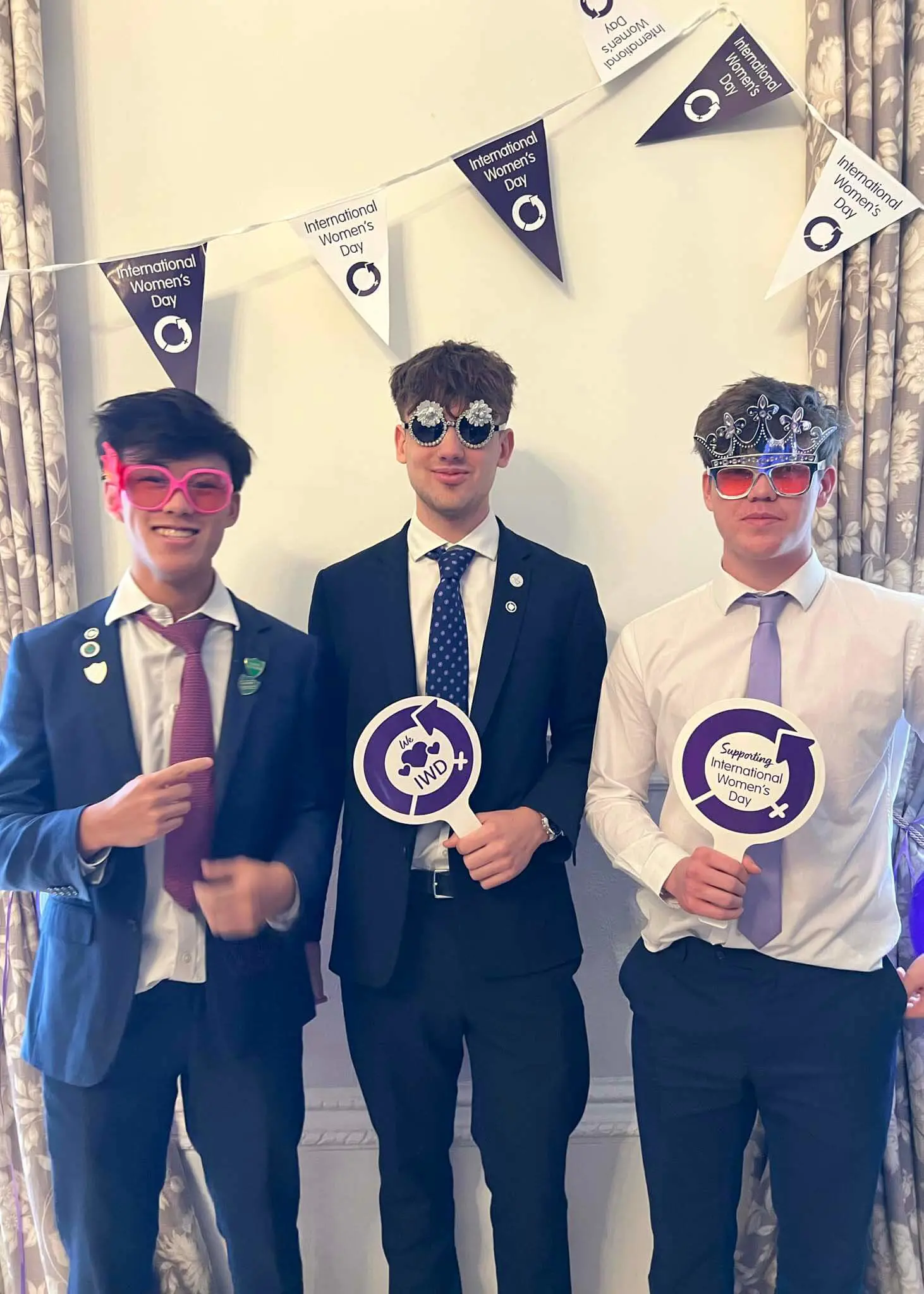 Senior pupils Celebrating International Women's Day at Ibstock Place School, Roehampton, a private school near Richmond, Barnes, Putney, Kingston, & Wandsworth