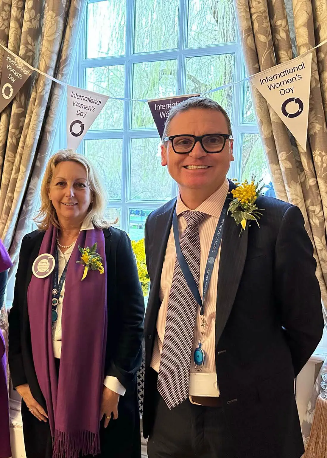 Headmaster celebrating International Women's day at Ibstock Place School, Roehampton, a private school near Richmond, Barnes, Putney, Kingston, & Wandsworth