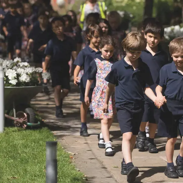 prep pupils walking around the campus at Ibstock Place School, near Richmond.