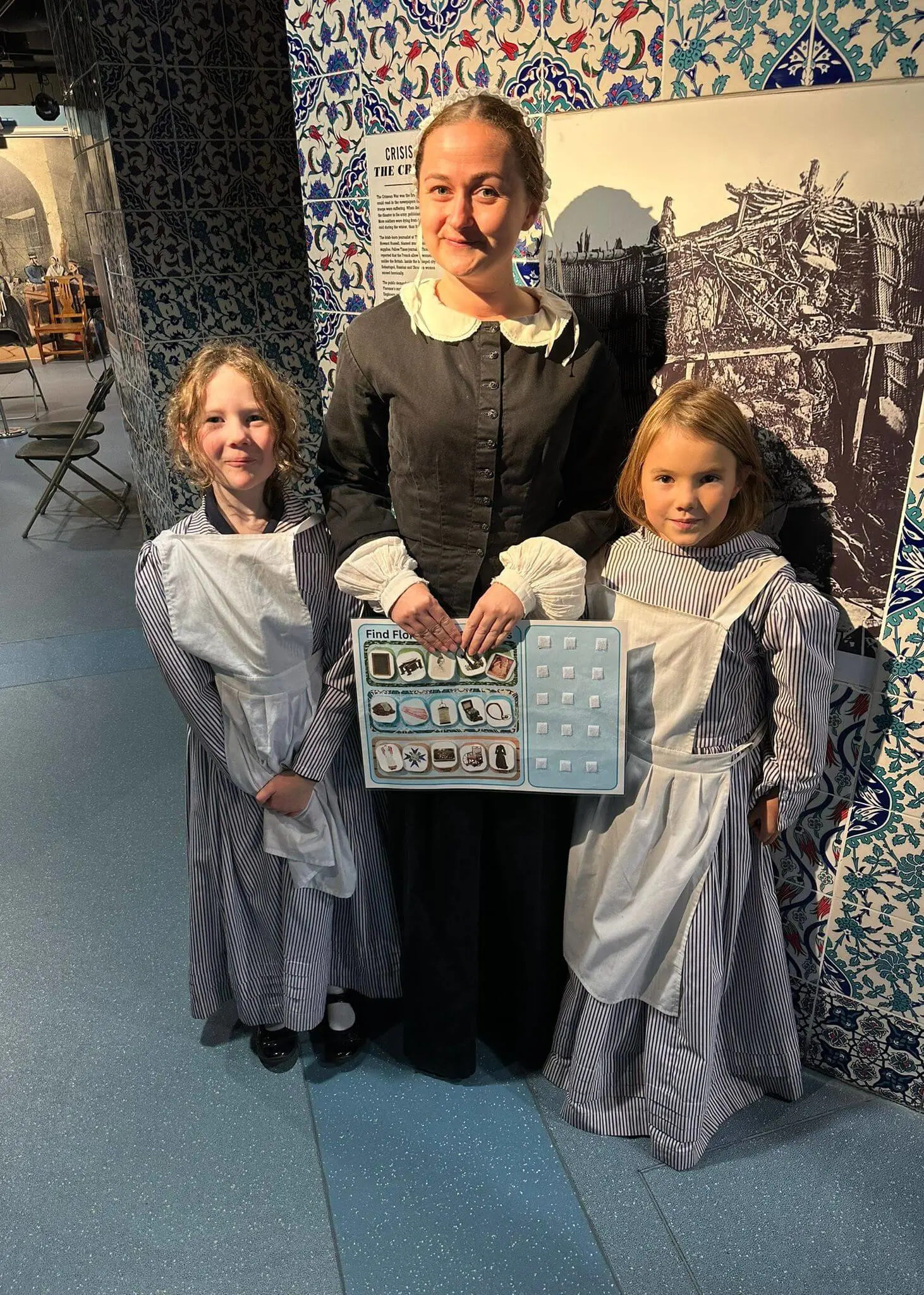 Prep 2 pupils wearing a costume at the Florence Nightingale Museum | Ibstock Place School, Roehampton, Private School Near Richmond, Barnes, Wandsworth