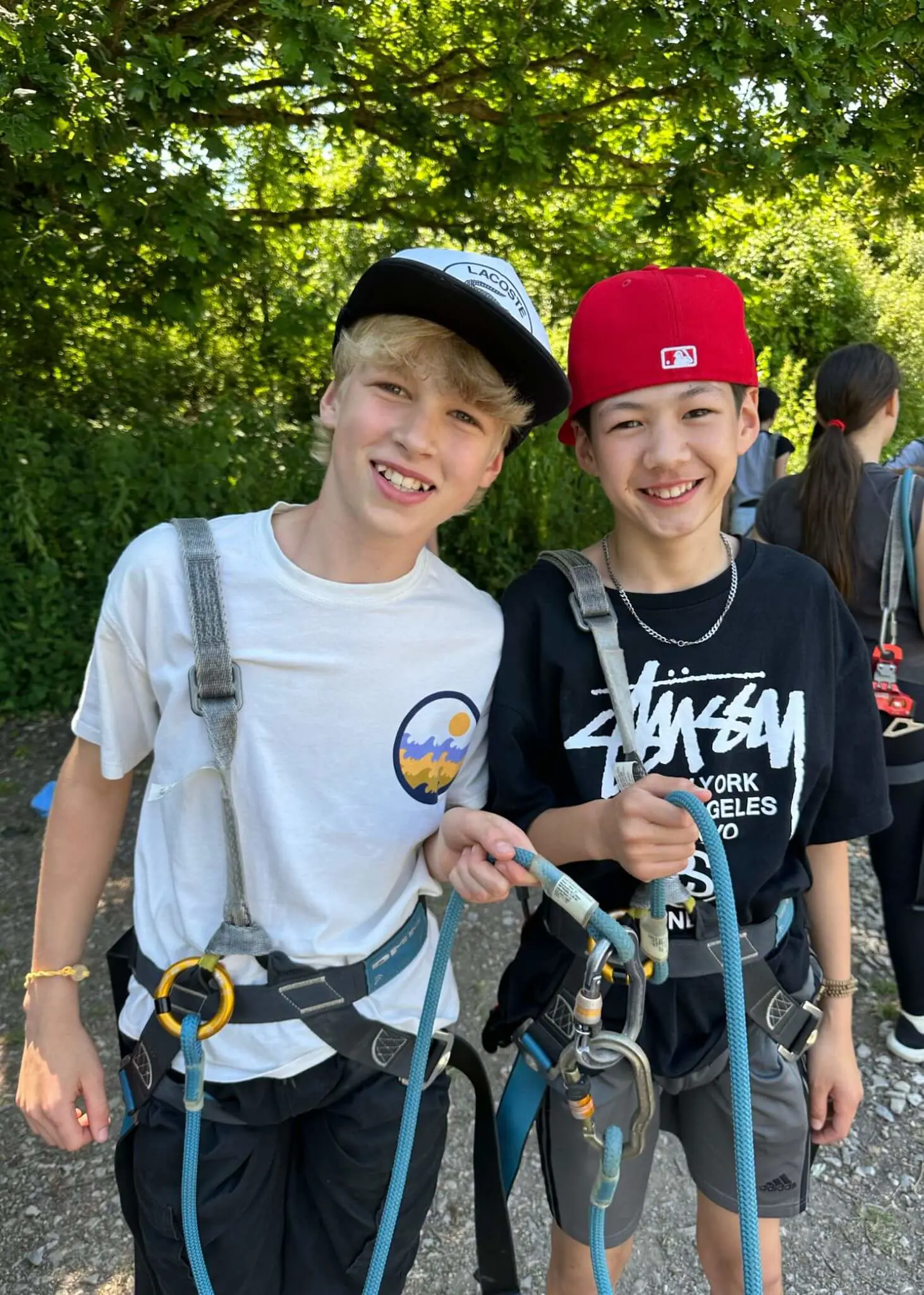 Prep 6 residential trip to the Isle of Wight, pupils in climbing gear| Ibstock Place School, Roehampton, Private School Near Richmond, Barnes, Putney, Kingston, & Wandsworth 