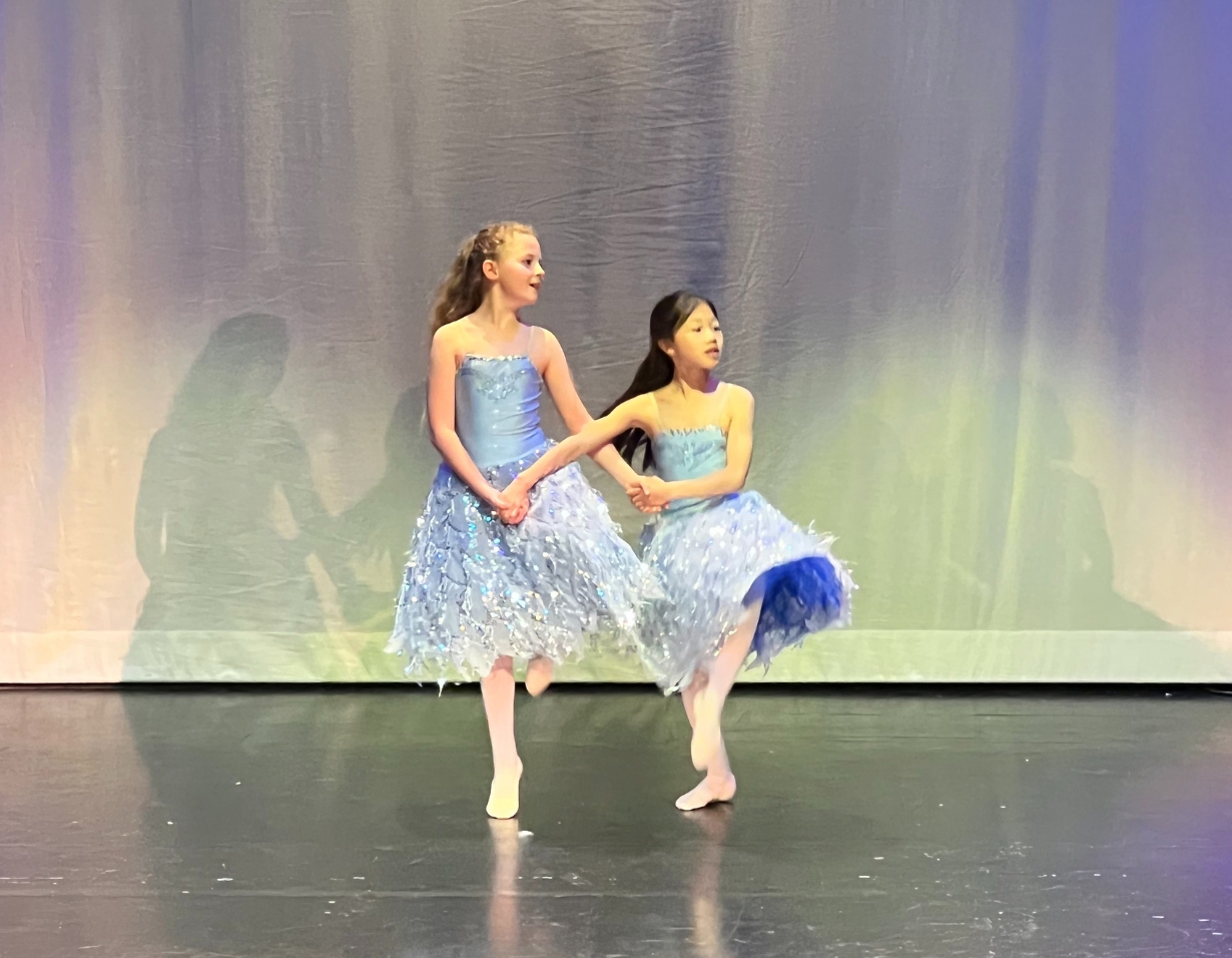 Prep girls doing a dance performance at Ibstock Place School, a private school near Richmond.