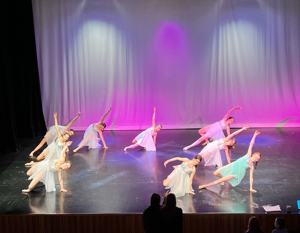 Prep girls doing a dance performance at Ibstock Place School, a private school near Richmond.