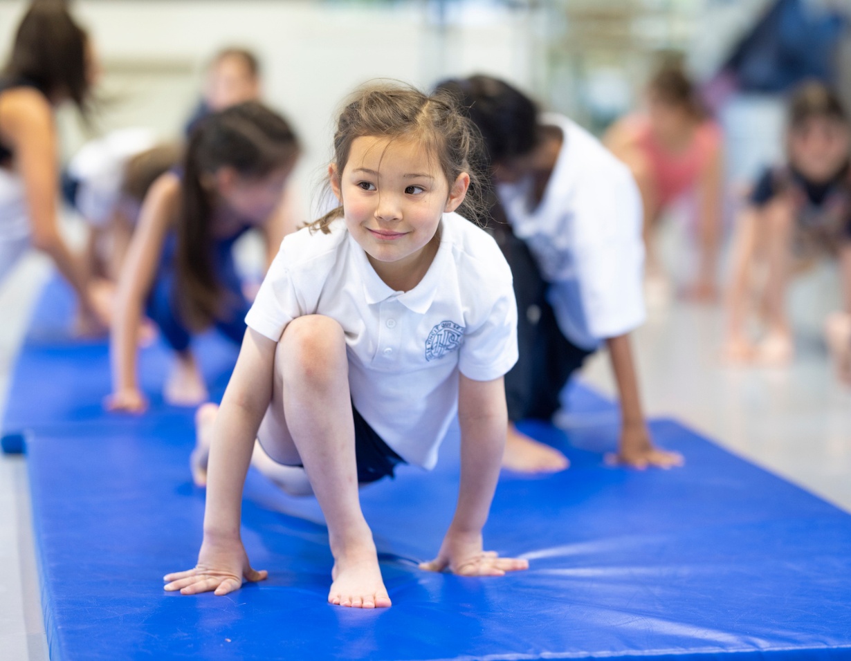 Welcome to Ibstock Place School, a leading private school in South-West London, Near Richmond, Barnes, Putney, Kingston, & Wandsworth for children ages 4-18 years. Prep pupils doing a flexibility class at Ibstock Place School, a private school near Richmond