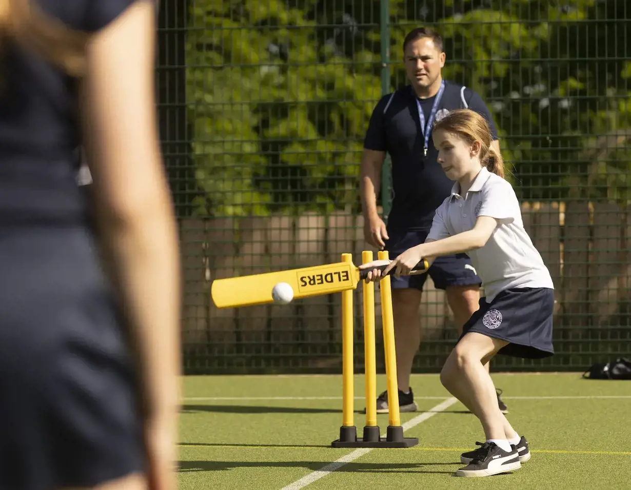 Welcome to Ibstock Place School, a leading private school in South-West London, Near Richmond, Barnes, Putney, Kingston, & Wandsworth for children ages 4-18 years. Prep pupils playing cricket at Ibstock Place School, a private school near Richmond.