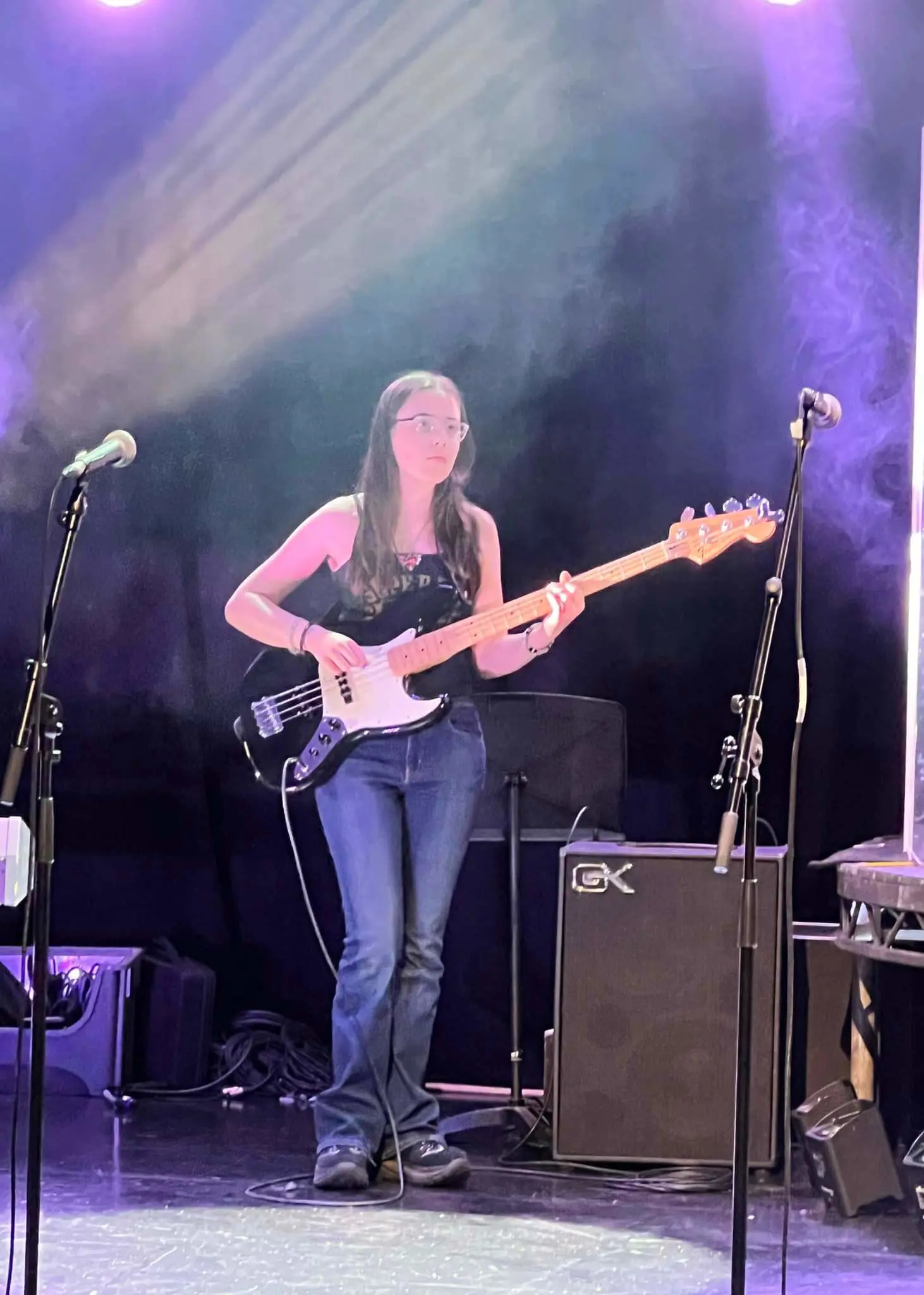 Senior pupil playing the electric guitar at Ibstock Place School, Roehampton, a private school near Richmond, Barnes, Putney, Kingston, & Wandsworth